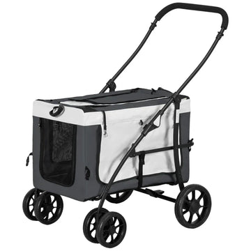 Opvouwbare honden- en kattenbuggy | Kleur: Grijs | Afmetingen: 58x81x97.5 cm
