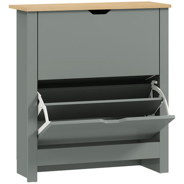 Schoenenkast 2 klepvakken, 8-12 paar schoenen | Kleur: Hellgrau | Afmetingen: 72x26x80 cm