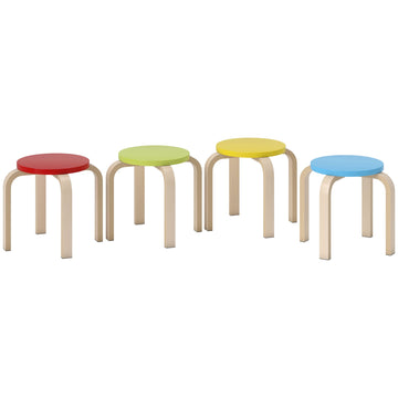 Stapelbare krukjes van berkenmultiplex, 4 stuks | Kleur: rood, groen | Afmetingen: 36x36x30 cm