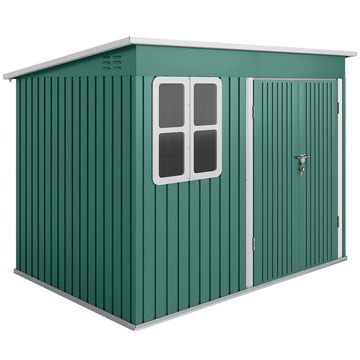 Metalen tuinhuis met raam en brede deur - Groen | Kleur: Groen | Afmetingen: 260x177x190 cm