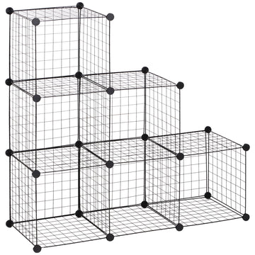 Metalen kubusrek - Modulair opbergsysteem | Kleur: Zwart | Afmetingen: 109x37x109 cm
