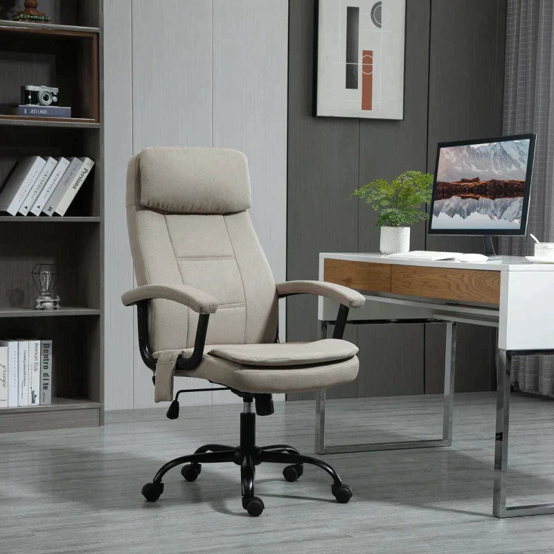Ergonomischer Massage-Bürostuhl mit Vibrationsfunktion | Farbe: Beige | Maße: 63x70x112-121 cm