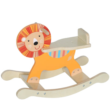 Hobbelpaard voor kinderen - Leeuwendesign, hout | Kleur: Oranje | Afmetingen: 27x59x44 cm
