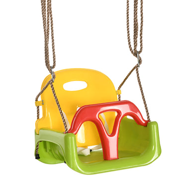 Babyschommel 3-in-1 met rugleuning en gordel | Kleur: Groen | Afmetingen: 33x42x120-180 cm