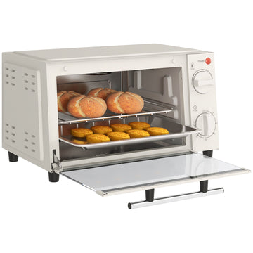 Mini-oven 9L met bakplaat en grillrooster | Kleur: Wit | Afmetingen: 24.6x35x20 cm