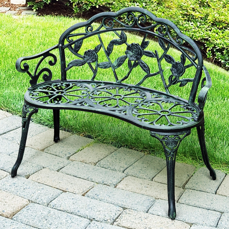 Metalen tuinbank voor 2 personen | Kleur: Antiekgroen | Afmetingen: 100x54x78 cm