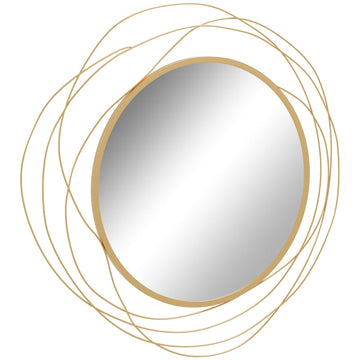 Ronde spiegel met metalen frame | Kleur: Goud-transparant | Afmetingen: 65x1x65 cm