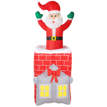 Opblaasbare kerstman met LED-verlichting | Kleur: Meerkleurig | Afmetingen: 90x80x210 cm