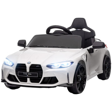 BMW M4 elektrische kinderauto - 12V | Kleur: Wit | Afmetingen: 69.5x108x51 cm