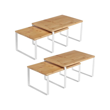 Keukenorganizer set van 4 - Kast- en aanrechtorganizers - Wit/naturel