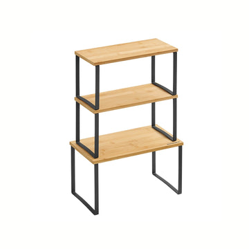 3-laags kruidenrek set - metaal bamboe organizer - wandplanken - 19x35x18 cm