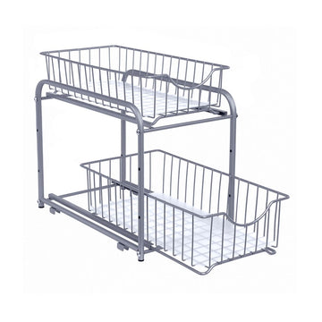 Keukenorganizer met 2 lades, werkbladopberger, zilver