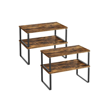 4-laags taartrek - cupcakehouder - metaal/hout - vintagebruin/inktzwart - 19,5 x 39,7 x 15,5 cm