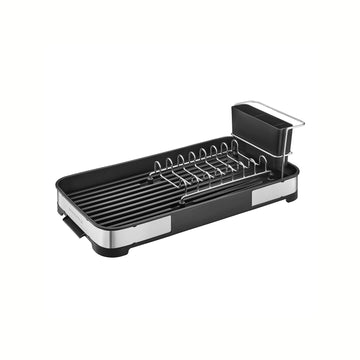Afdruiprek RVS, zilver-zwart, compact, PP-kunststof, 20,6 x 44,5 x 13,1 cm, max. 12 kg