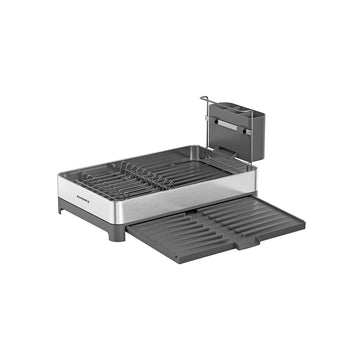 Afdruiprek met bestekhouder | Zilvergrijs | 40x25-44x21,6 cm
