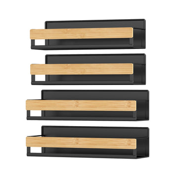 Magnetische kruidenrekset zonder boren | Inktzwart-naturelbeige | 30x10x7,5 cm en 27,5x9x7,5 cm