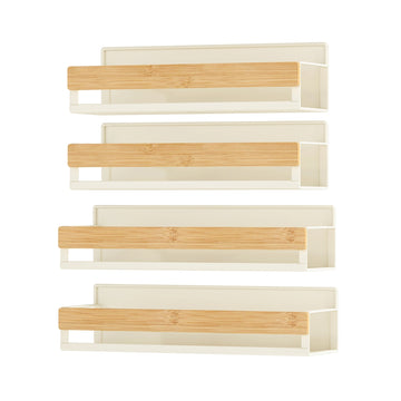 Magnetisch kruidenrek zonder boren | Crèmewit-natuurbeige | 30x10x7,5 cm en 27,5x9x7,5 cm