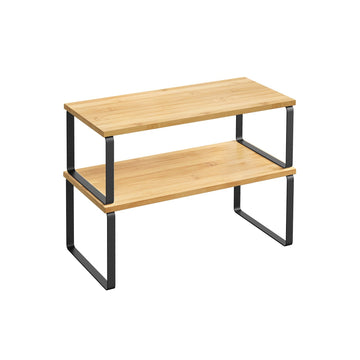 Taartstandaard 2-delig - metaal en hout - ruimtebesparend - 19,5 x 39,7 x 15,5 cm