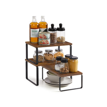 3-laags plankenset bruin zwart metaal hout 19,5 x 29,7 x 15,8 cm