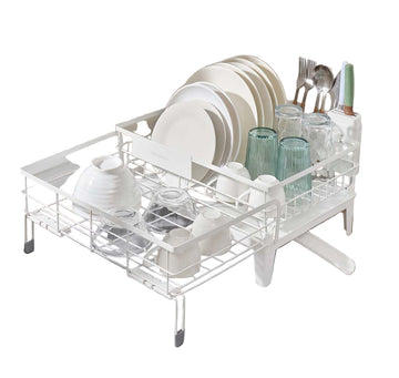 Wasdroogrek - ruimtebesparend - staal & PP - wit - 31-56 x 42 x 20 cm