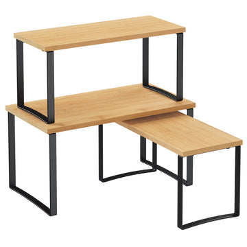 3-delige kruidenrekset stapelbaar | Natuurkleur-zwart | 35,1x19,1x18,1 cm / 33,1x15,1x16,1 cm