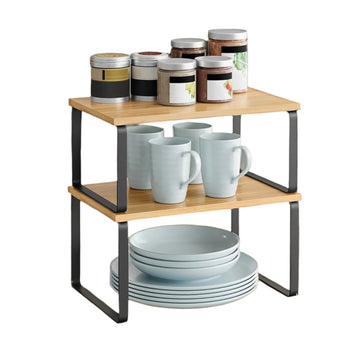 2-delige kruidenrek set - keukenorganizer - bamboe & metaal - 15 kg