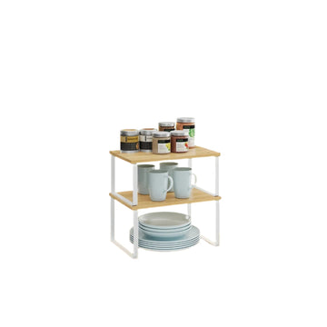 2-delige kruidenrekset - keukenorganizer - bamboe & metaal - 29,7 x 19,5 x 15,5 cm