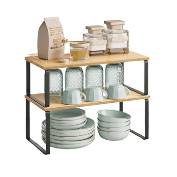 Kruidenrek 2-delig, keukenorganizer, metaal/hout, 15 kg, 19,5 x 39,7 cm