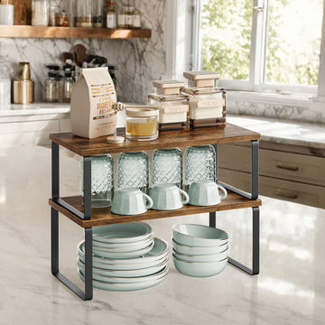 Kruidenrek 2-delige set | Bruin-Zwart | 39,8x19,6x15,9 cm / 39,8x18,6x13,8 cm