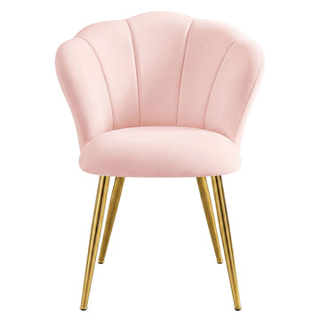 Fluwelen eetkamerstoel en kaptafelstoel met bloembladrugleuning | Roze | 60x62,5x80 cm