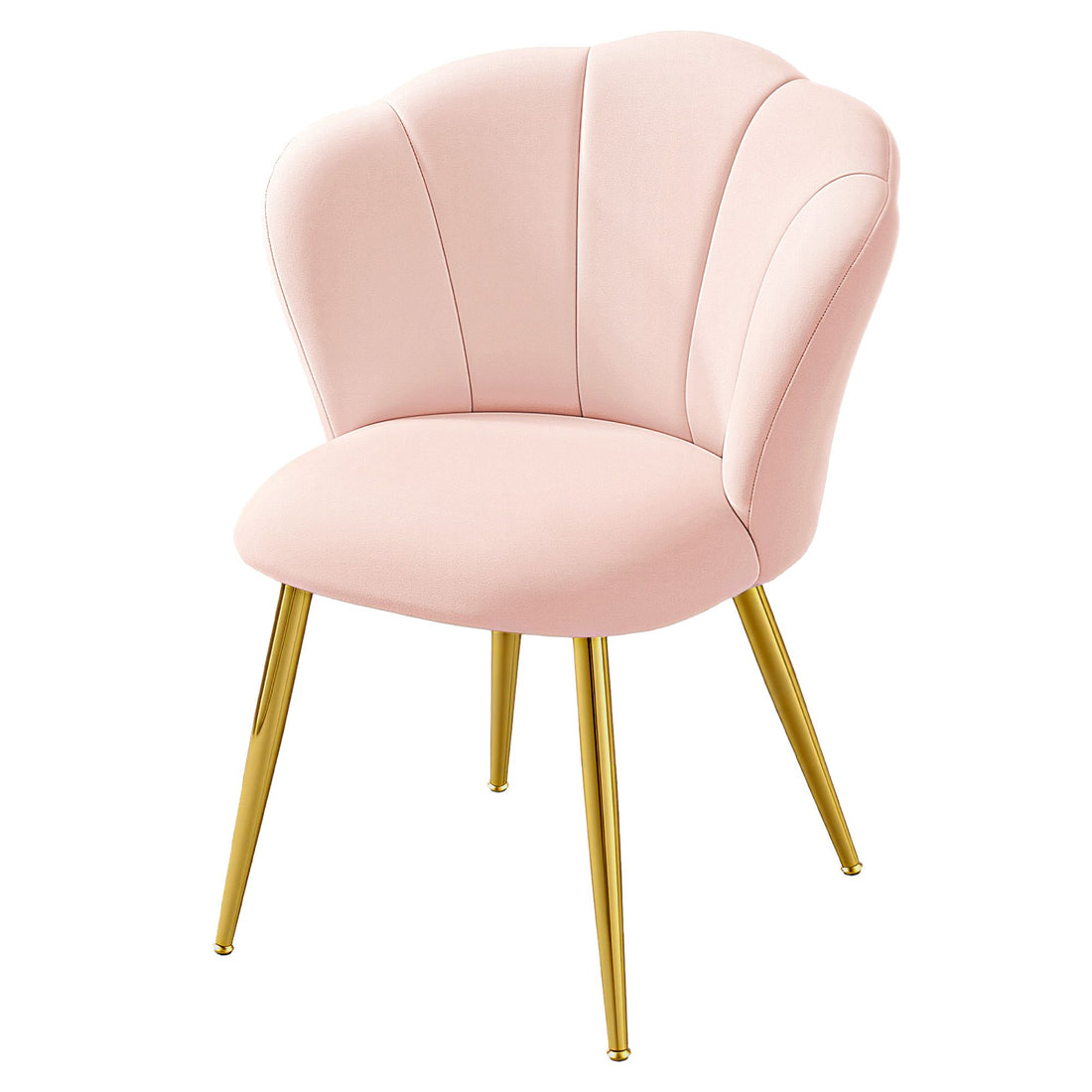 Sammet matstol och sminkbordsstol med blombladsryggstöd | Rosa | 60x62,5x80 cm