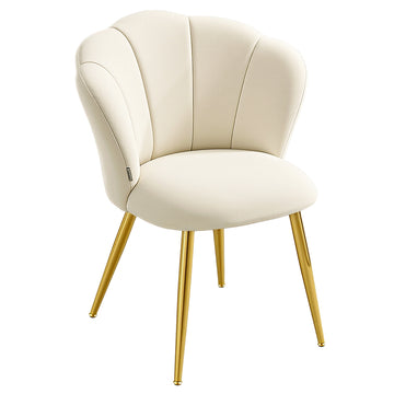 Eetkamerstoel met bloemblad rugleuning en zachte bekleding | Cremewit | 60x62,5x80 cm