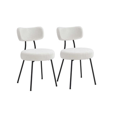 2-delige eetkamerstoelen set wit fleece 59 x 48,5 x 82,5 cm