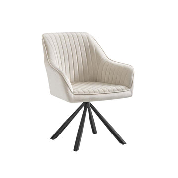Eetkamerstoel met armleuningen – wit fluweel – 60 x 60 x 81,5 cm