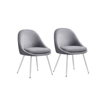 Eetkamerstoelenset 2 stuks met kussens | Duifgrijs-wolkenwit | 56x61x81,5 cm