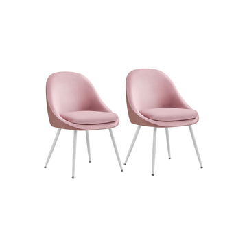 Eetkamerstoelen 2-delige set met kussens | Pastelroze-wolkenwit | 56x61x81,5 cm