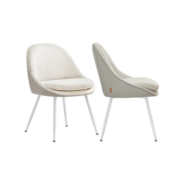 Eetkamerstoelen 2-delige set met naar buiten staande poten | Crèmewit-wolkenwit | 56x61x81,5 cm