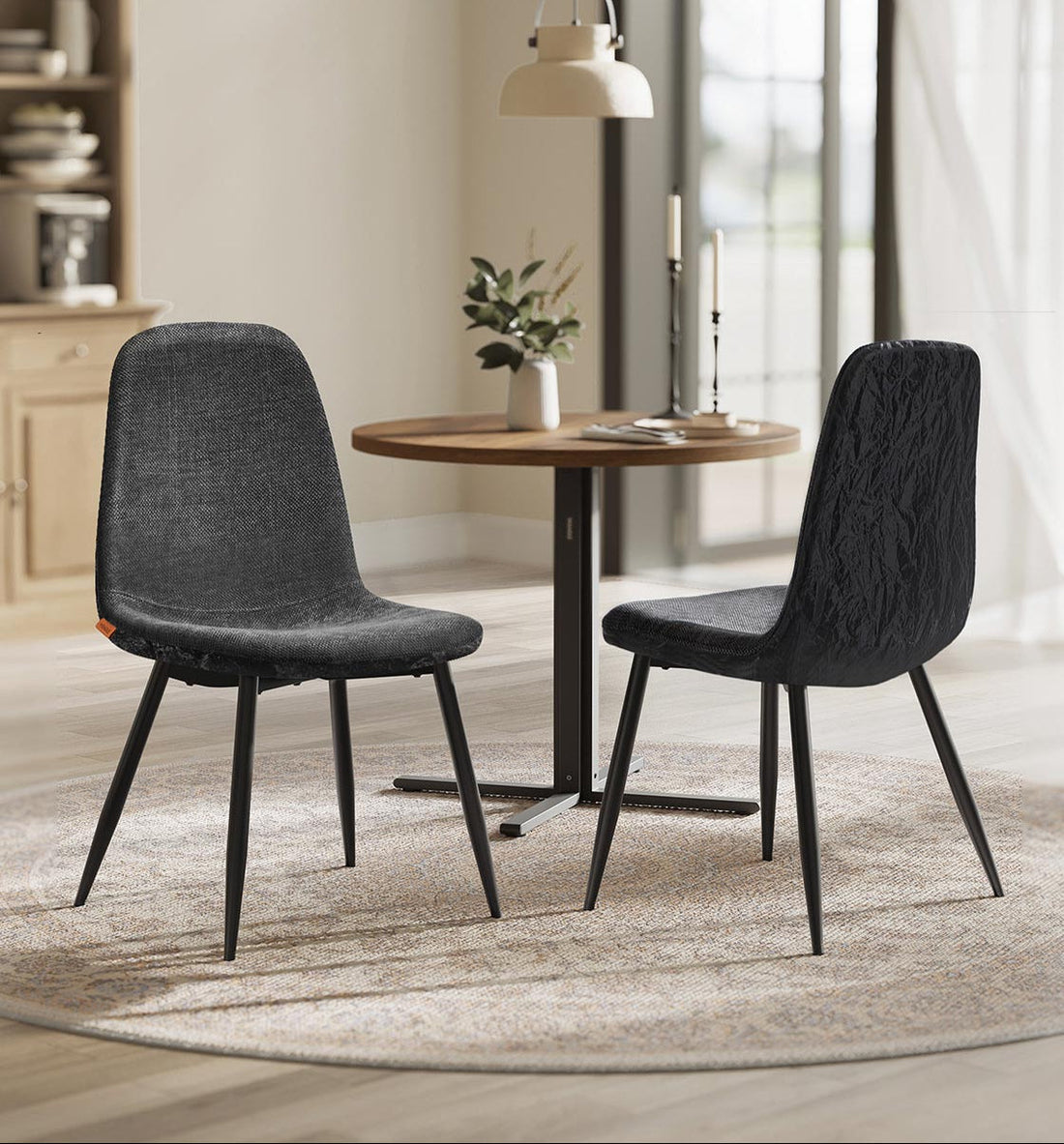Esszimmerstuhl 2er-Set - Grau Chenille - 55 x 43,5 x 85,5 cm