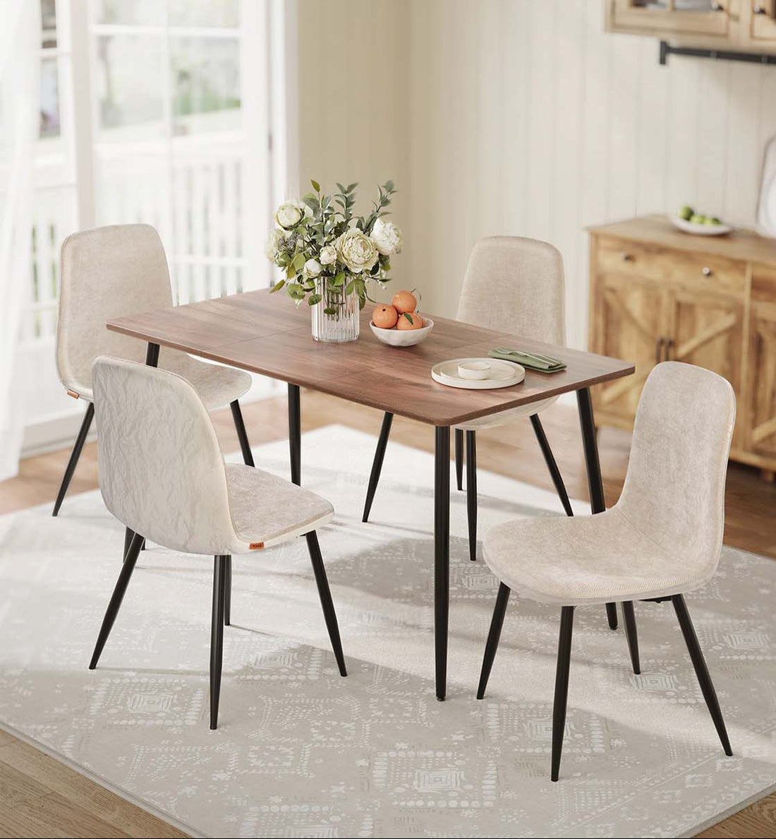 4-teiliges Esszimmerstuhl-Set weiß – Küchenstühle – 120 kg – 55 x 43,5 x 85,5 cm