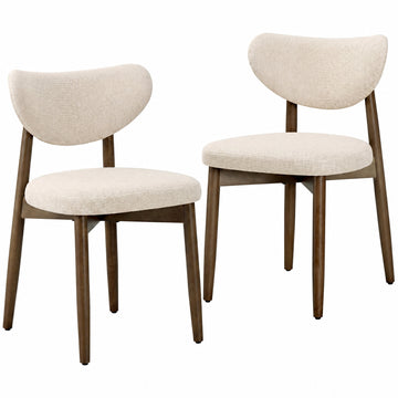 Keukenstoel 2-delige set met ergonomische rugleuning | Beige | 50x51x82 cm