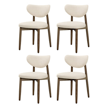 Set van 4 eetkamerstoelen, gestoffeerd, ergonomische rugleuning | Beige | 50x51x82 cm