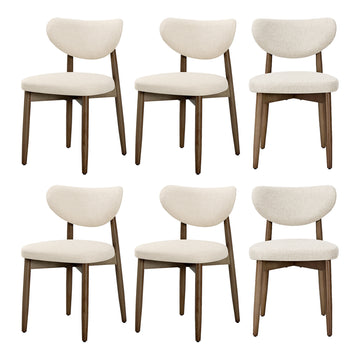 6-delige eetkamerstoelenset met ergonomische rugleuning | Beige | 50x51x82 cm