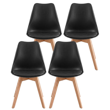 Eetkamerstoelen 4-delige set PU-leder beukenhout | Zwart | 46,5x57x79 cm