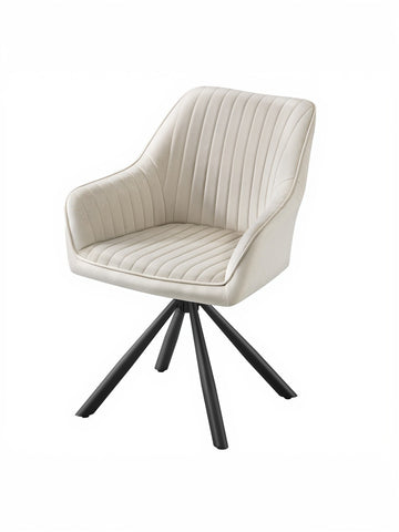 Draaibare eetkamerstoel van fluweel | Beige-Zwart | 60x60x81,5 cm