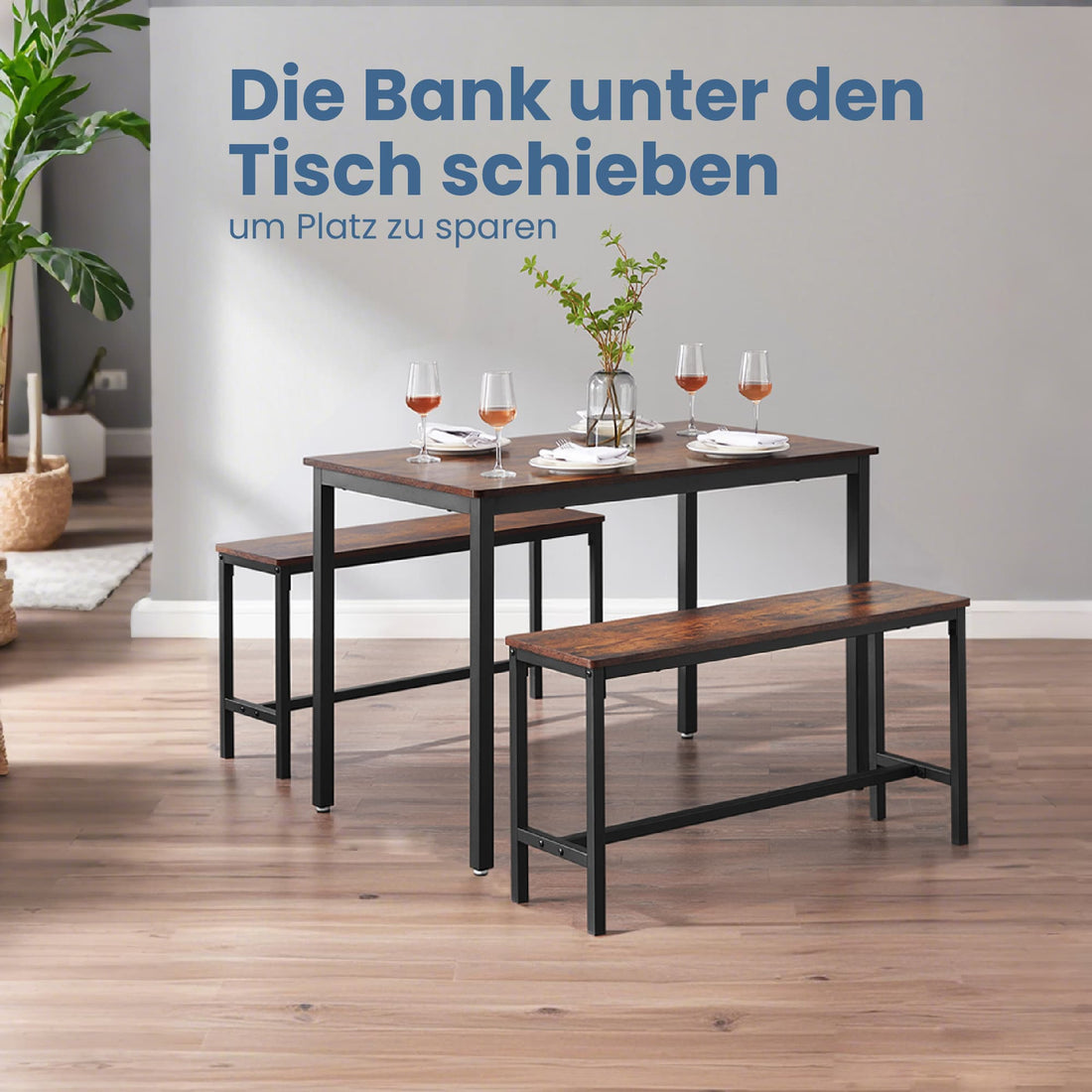Vintage Esszimmergarnitur - Küchentisch - platzsparend - 110 x 70 x 75 cm