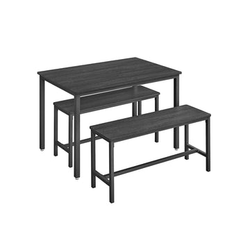 Eettafelset met banken - spaanplaat en staal - modern - 70 x 110 x 75 cm