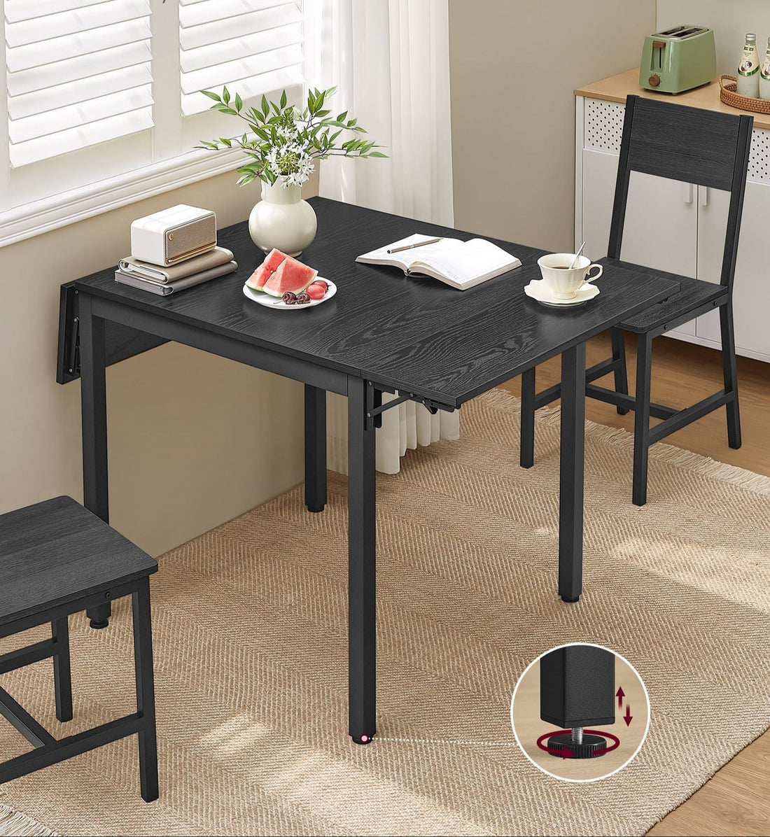 Opklapbare eettafel, ruimtebesparend - 78 x 120 x 76,2 cm - Zwart