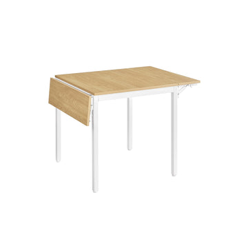Inklapbare eettafel - natuurlijke eikenkleur - wit - spaanplaat en staal - 120 x 78 x 76,2 cm