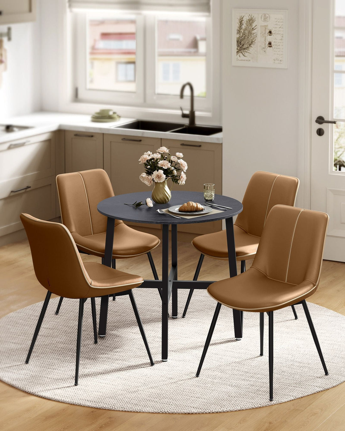 Ronde eettafel zwart - Ø80 x 75 cm - stevig