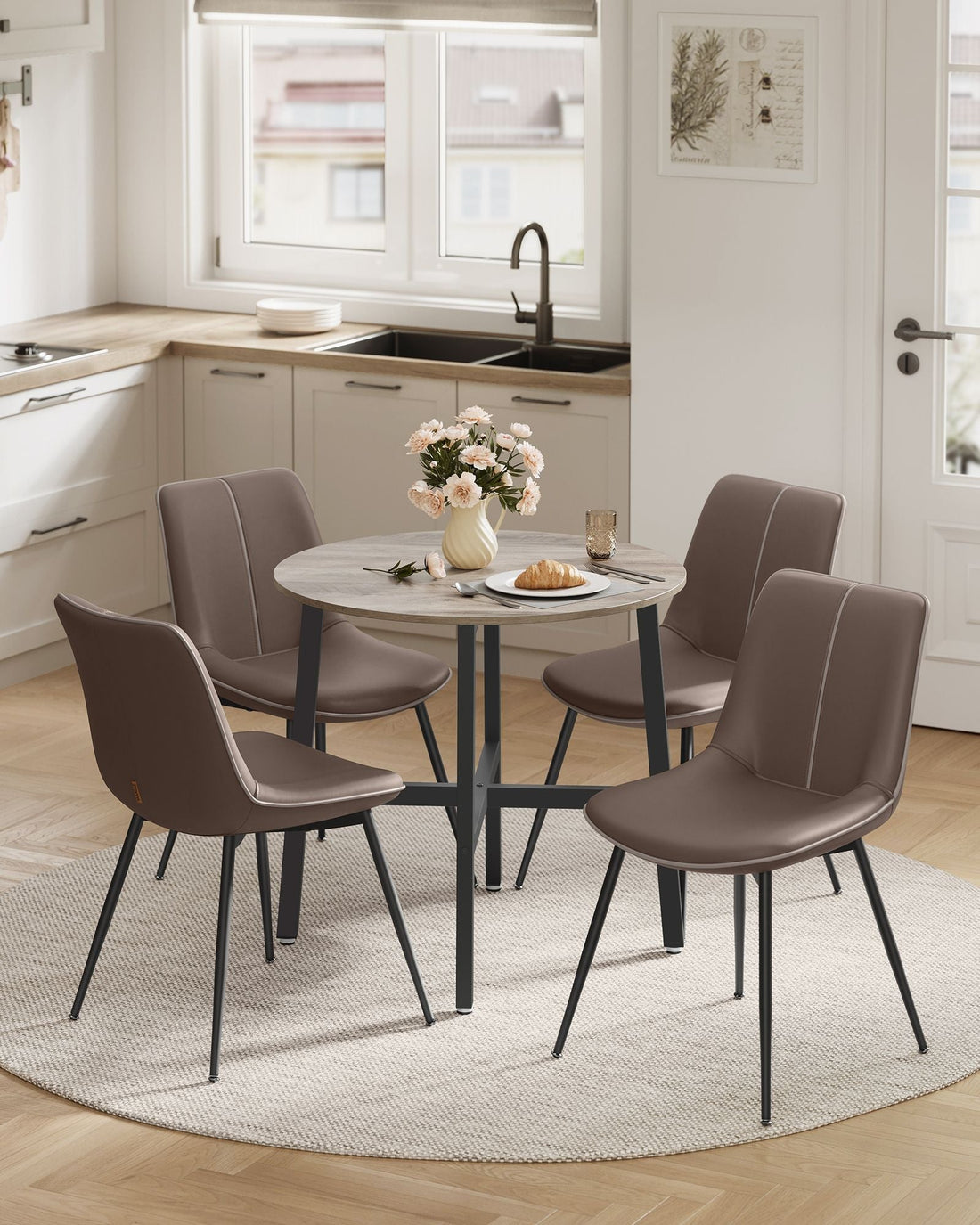 Ronde eettafel - compacte keukentafel - spaanplaat en staal - Ø80 x 75 cm